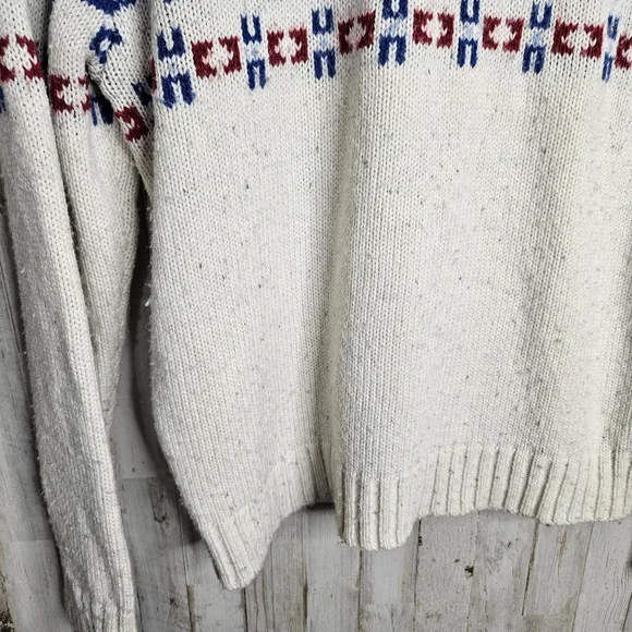 Nautica Men's Wool Blend 1/4 Button Fair Isle Snowflake Sweater Size XL - Picture 14 of 14